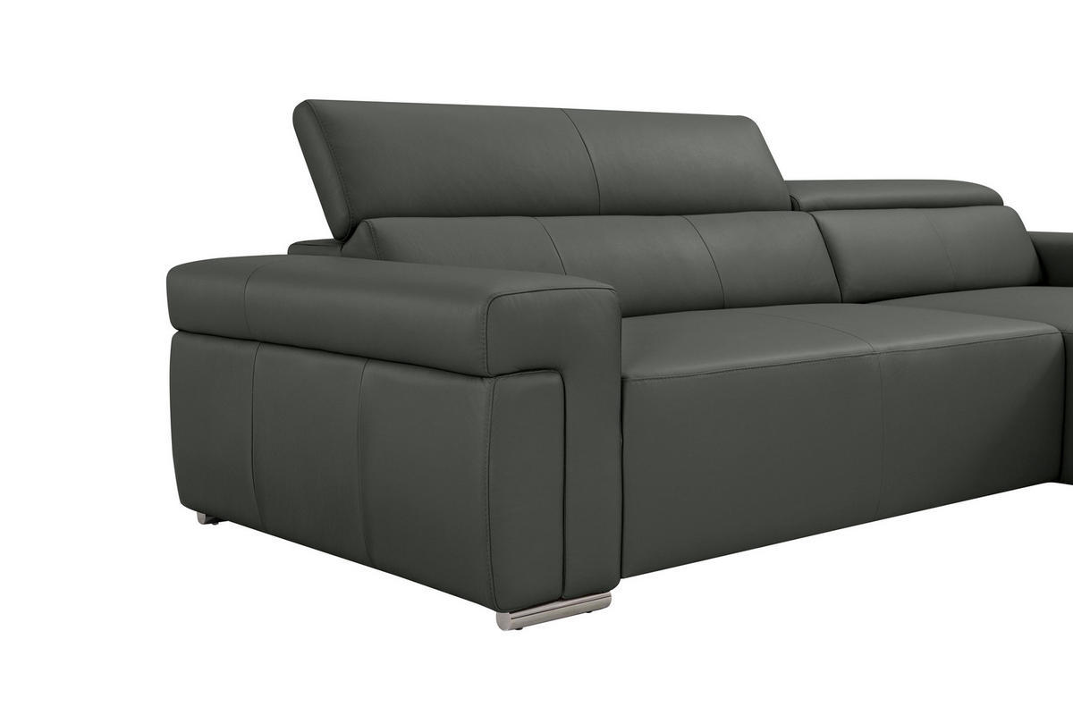 Ecksofa inkl. Funktion DUA Anthrazit Echtleder  - Chromfarben/Anthrazit, Design, Leder/Metall (293/170cm) - Novel