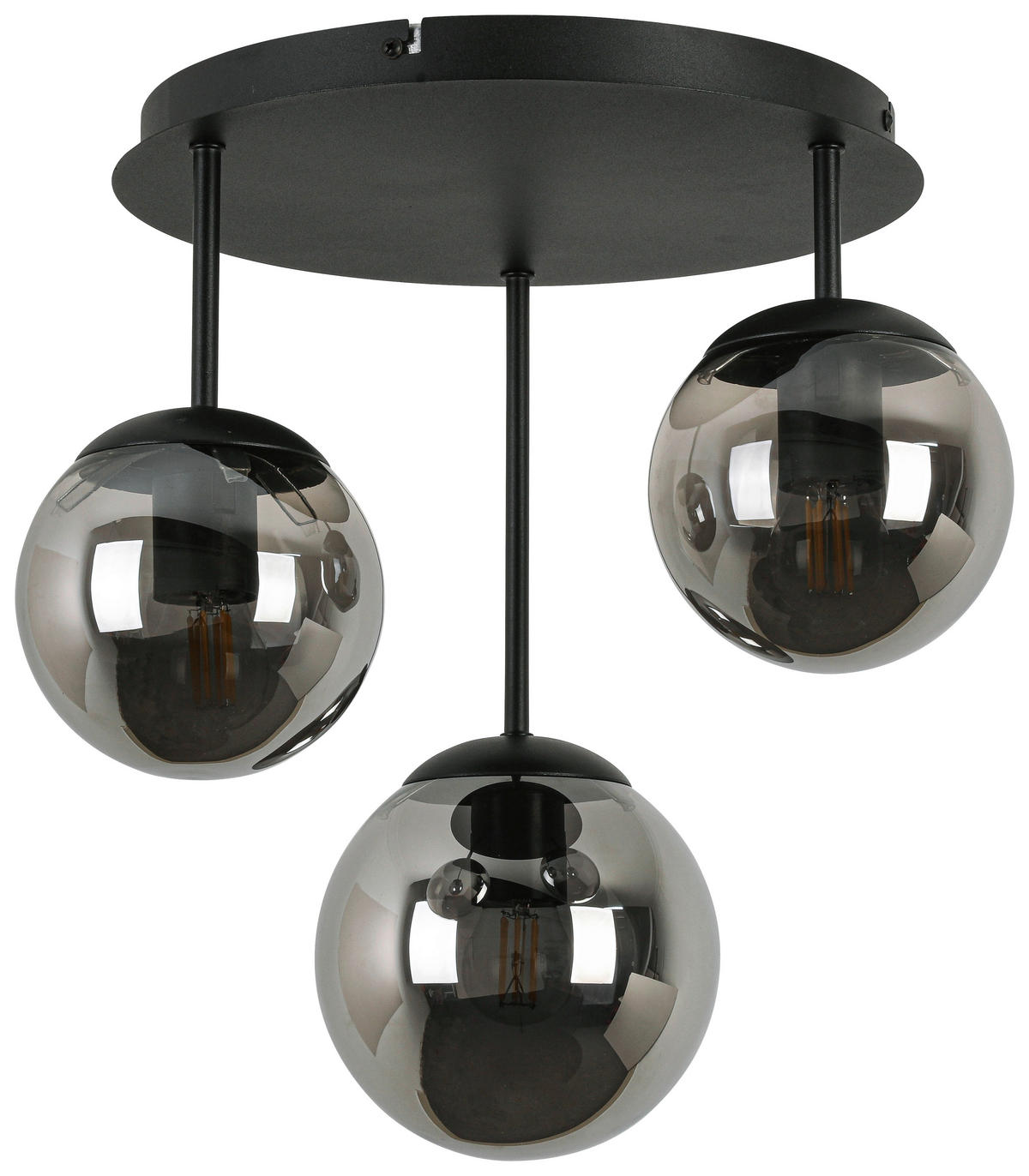 DECKENLEUCHTE 35,5/36/38 cm   - Chromfarben/Schwarz, Trend, Glas/Kunststoff (35,5/36/38cm) - Novel