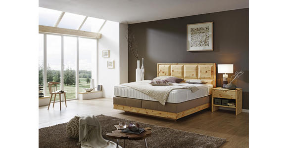 BOXSPRINGBETT 180/200 cm INKL. Matratze, Topper - Beige, KONVENTIONELL, Holz/Textil (180/200cm) - Valnatura