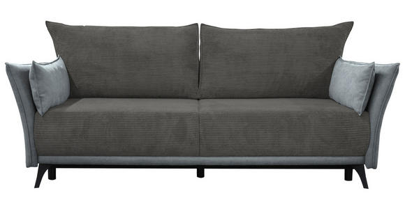 SCHLAFSOFA  mit Liegefunktion, Rücken echt Cord, Flachgewebe Grau  - Schwarz/Grau, KONVENTIONELL, Textil/Metall (223/72/100cm) - Carryhome