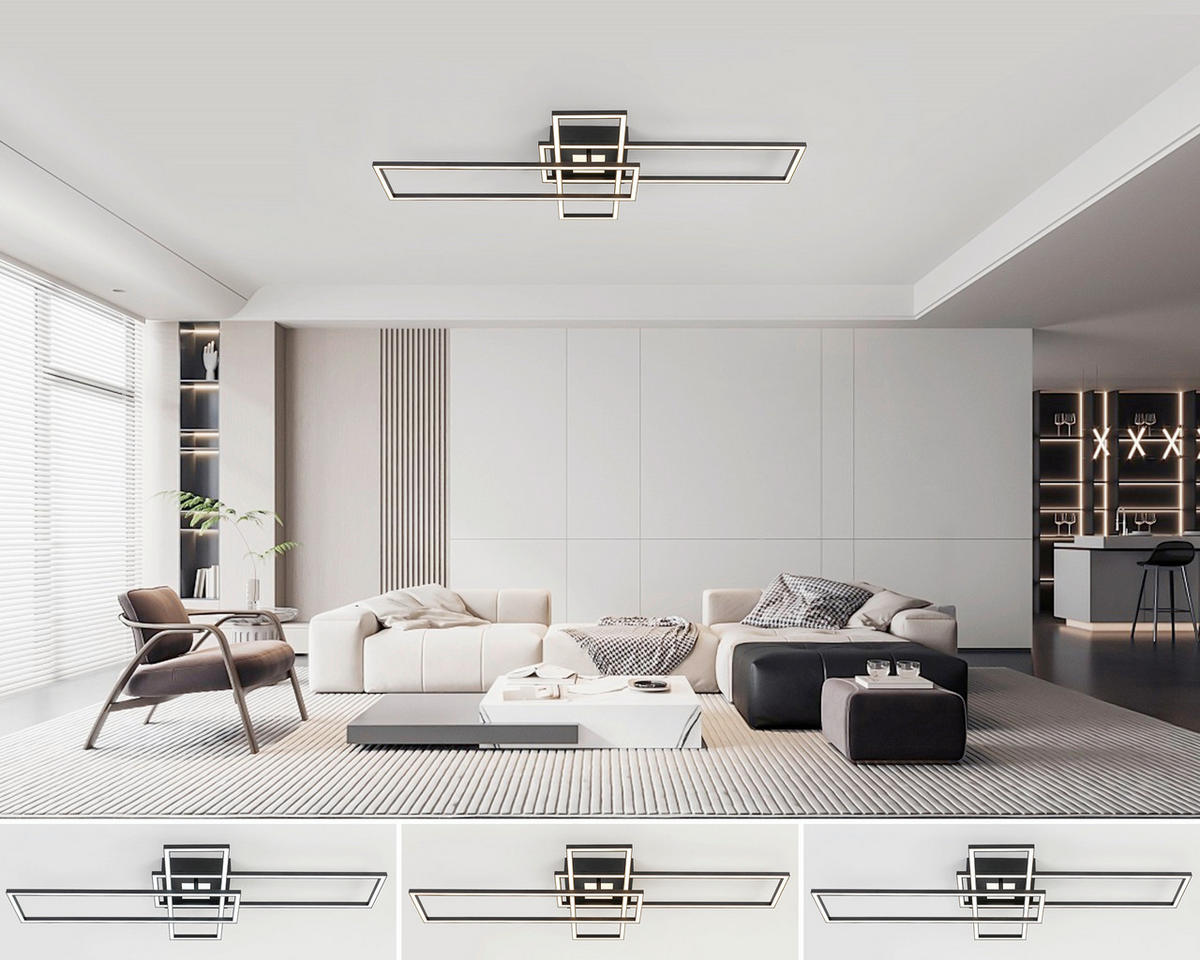 Plafonieră Cu Led 50 W    98/51/9 cm  - alb/negru, Trend, plastic/metal (98/51/9cm) - Novel