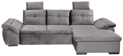 ECKSOFA in Mikrovelours Hellgrau  - Hellgrau/Schwarz, KONVENTIONELL, Kunststoff/Textil (275/170cm) - Carryhome