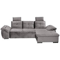 ECKSOFA in Mikrovelours Hellgrau  - Hellgrau/Schwarz, Konventionell, Kunststoff/Textil (275/170cm) - Carryhome