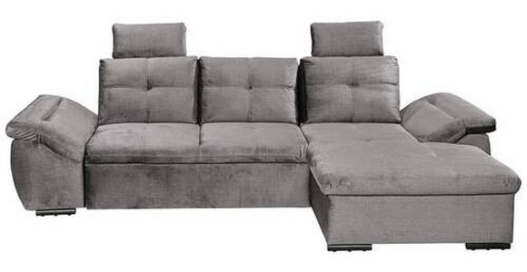 ECKSOFA in Mikrovelours Hellgrau - Hellgrau/Schwarz, KONVENTIONELL, Kunststoff/Textil (275/170cm) - Carryhome