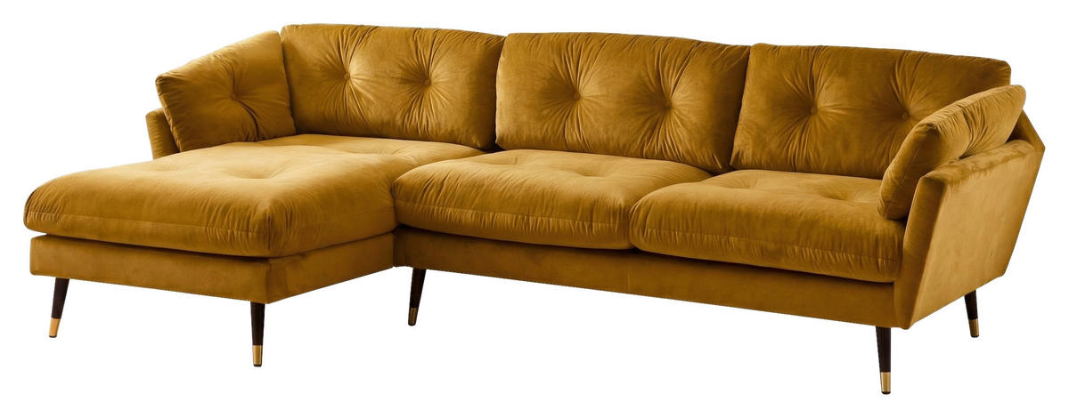 ECKSOFA Eckteil  JAPAN-REC.2S Senfgelb Samt  - Senfgelb, MODERN, Holz/Textil (269/155cm) - MID.YOU