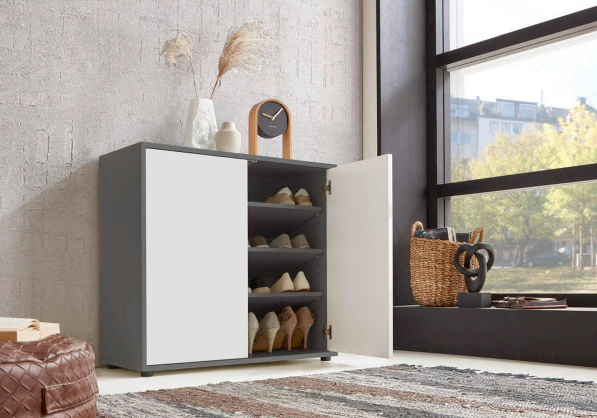 SIDEBOARD  in 263,5/86/33 cm  - Anthrazit/Weiß, MODERN, Holzwerkstoff/Metall (263,5/86/33cm) - MID.YOU