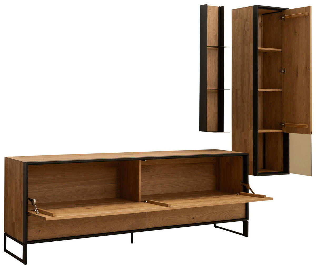 WOHNWAND  in Eichefarben  255/207/45 cm  - Eichefarben/Anthrazit, Design, Glas/Holz (255/207/45cm) - Schöner Wohnen