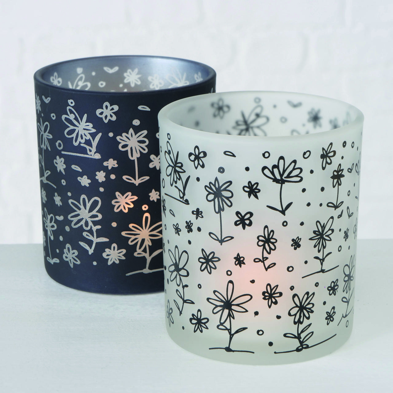LJUSLYKTA - vit/svart, Basics, glas (9/10cm)