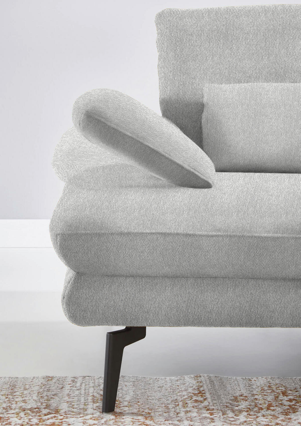ECKSOFA in Chenille Ecru  - Ecru/Schwarz, Design, Textil/Metall (310/180cm) - Dieter Knoll