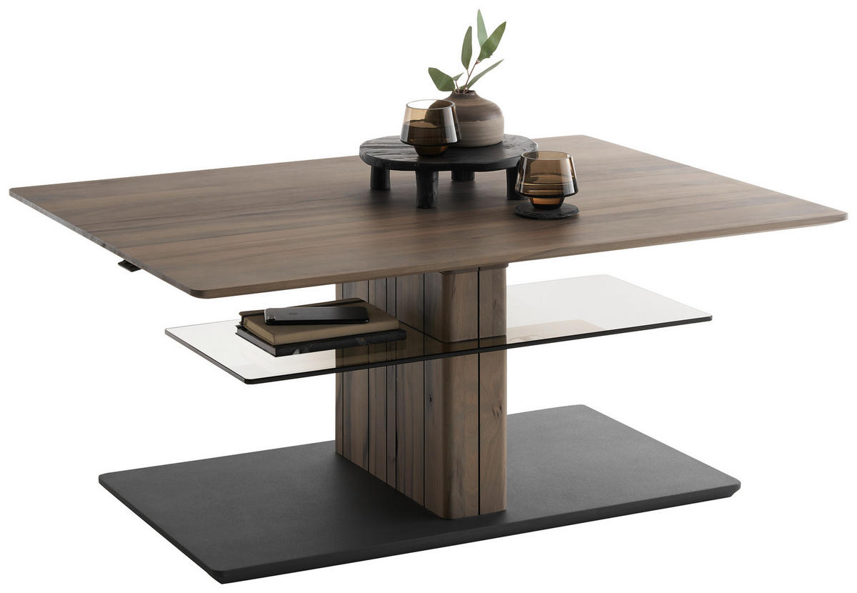COUCHTISCH in Holz, Glas 110/80/47-62 cm  - Anthrazit/Buchefarben, Design, Glas/Holz (110/80/47-62cm) - Johann Jakob