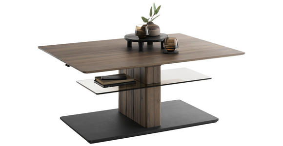 COUCHTISCH in Holz, Glas 110/80/47-62 cm  - Anthrazit/Buchefarben, Design, Glas/Holz (110/80/47-62cm) - Johann Jakob