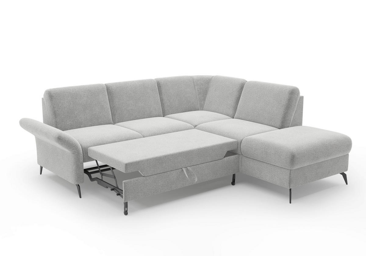 ECKSOFA ROCHELLE E Hellgrau Flachgewebe  - Hellgrau/Schwarz, KONVENTIONELL, Textil/Metall (240/216cm) - Sit & More
