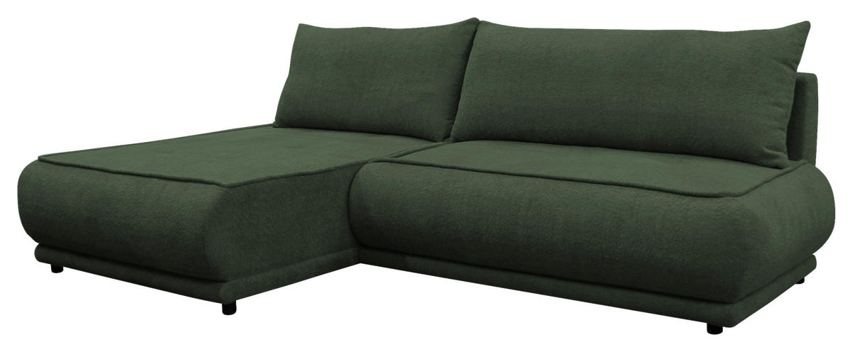 ECKSOFA PAROS Dunkelgrün Bouclé  - Dunkelgrün/Schwarz, Design, Kunststoff/Textil (179/277cm) - MID.YOU