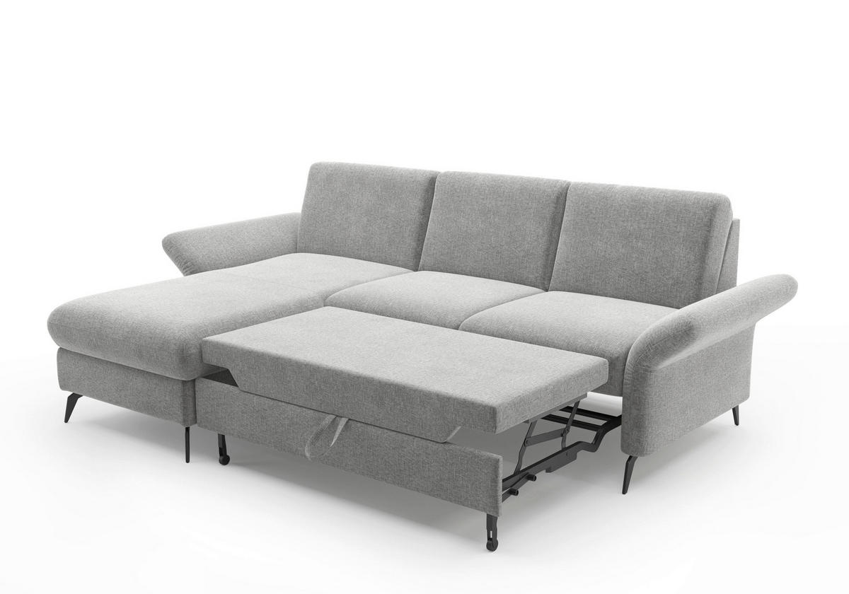 ECKSOFA ROCHELLE E Hellgrau Flachgewebe  - Hellgrau/Schwarz, KONVENTIONELL, Textil/Metall (164/251cm) - Sit & More