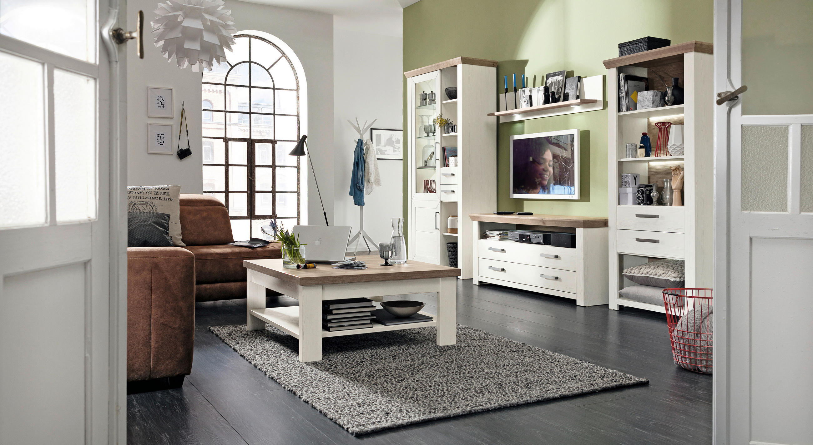 COUCHTISCH rechteckig Weiß, Eichefarben - Eichefarben/Weiß, Design (90/90/40cm) - SetOne by Musterring