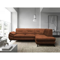 ECKSOFA in Struktur, Plüsch Rostfarben  - Rostfarben/Schwarz, Design, Textil/Metall (274/201cm) - MID.YOU
