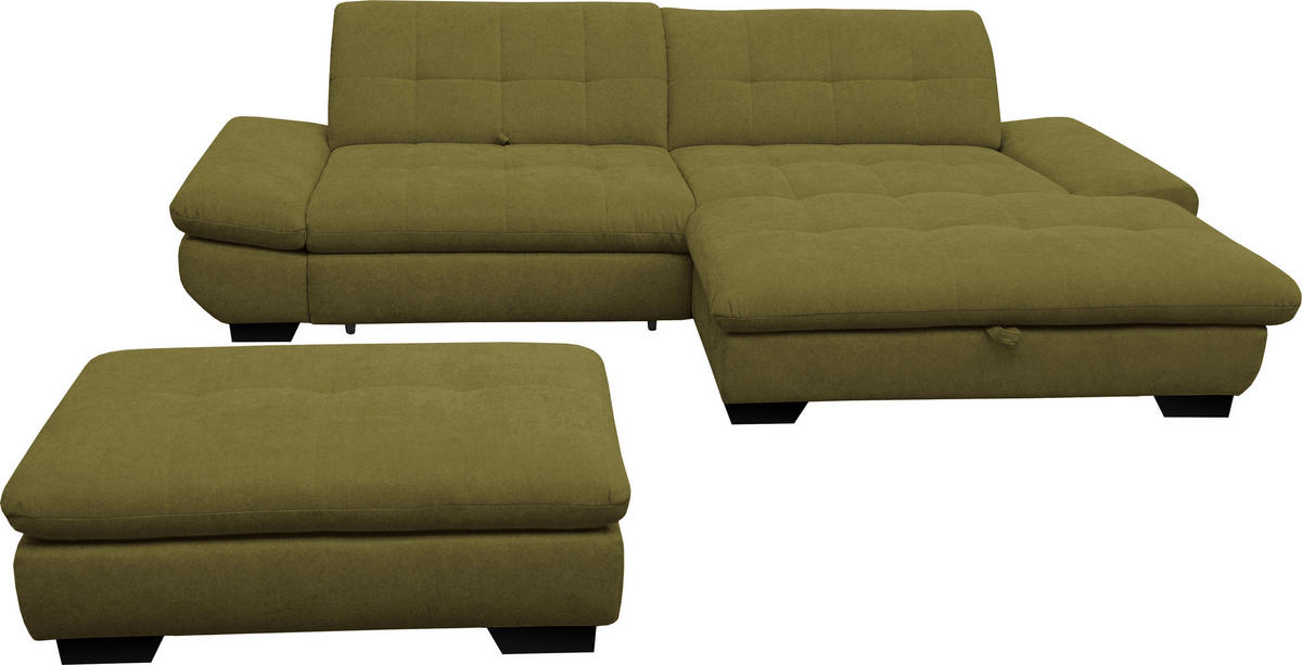 ECKSOFA in Mikrofaser Grün  - Schwarz/Grün, Design, Textil/Metall (290/198cm) - Xora