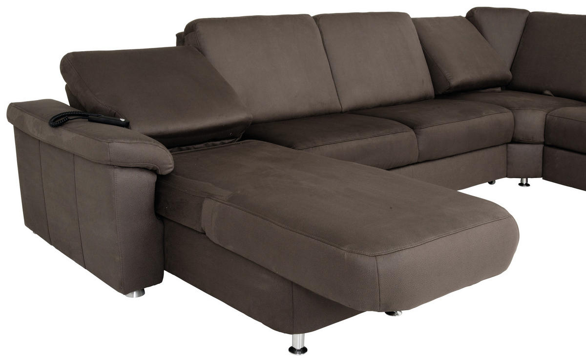 WOHNLANDSCHAFT in Flachgewebe Dunkelbraun  - Chromfarben/Dunkelbraun, Konventionell, Textil/Metall (163/330/240cm) - Beldomo System