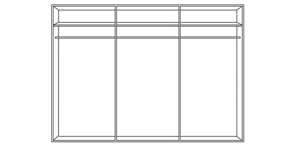 SCHWEBETÜRENSCHRANK 300/197/65 cm 3-türig  - Weiß/Grau, Basics, Glas/Holzwerkstoff (300/197/65cm) - Cantus