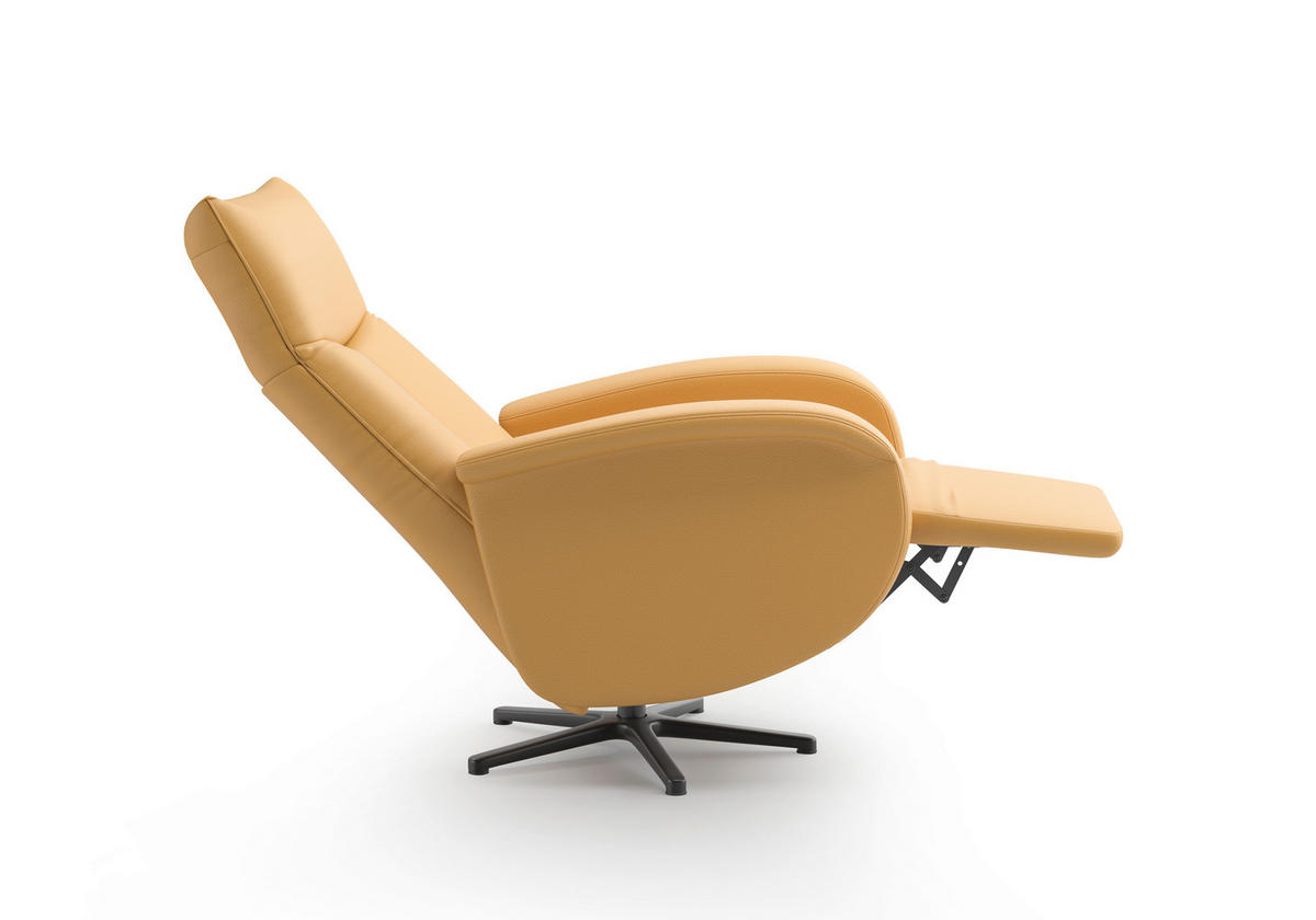 DREHSTUHL Currygelb  - Currygelb/Schwarz, MODERN, Leder/Metall (75/112/82cm) - Sit & More