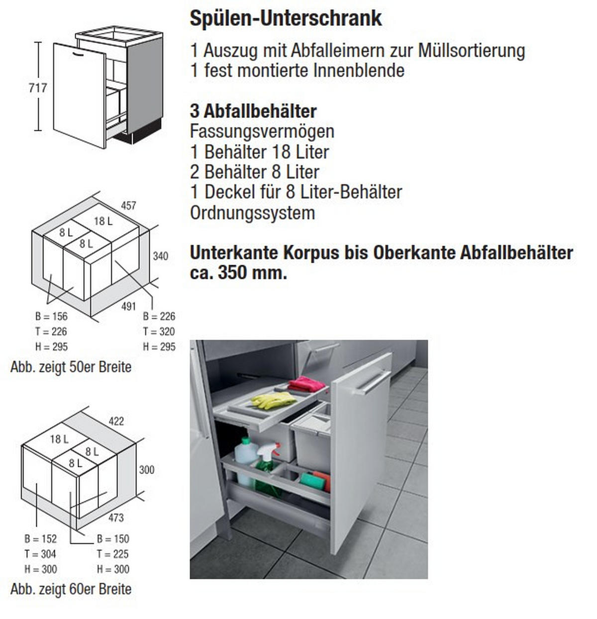 SPÜLENUNTERSCHRANK 60/87,8/57,6 cm  in Weiß  - Edelstahlfarben/Weiß, Basics, Holzwerkstoff/Metall (60/87,8/57,6cm) - Impuls