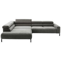 ECKSOFA inkl. Funktion Dunkelgrau Cord  - Dunkelgrau/Schwarz, MODERN, Textil/Metall (221-224/314-317cm) - Pure Home Lifestyle