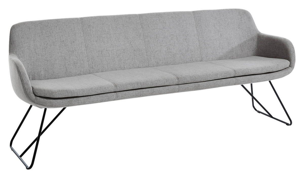 SITZBANK 200/87/65 cm Webstoff Taupe Metall  - Taupe/Schwarz, Design, Textil/Metall (200/87/65cm) - Musterring