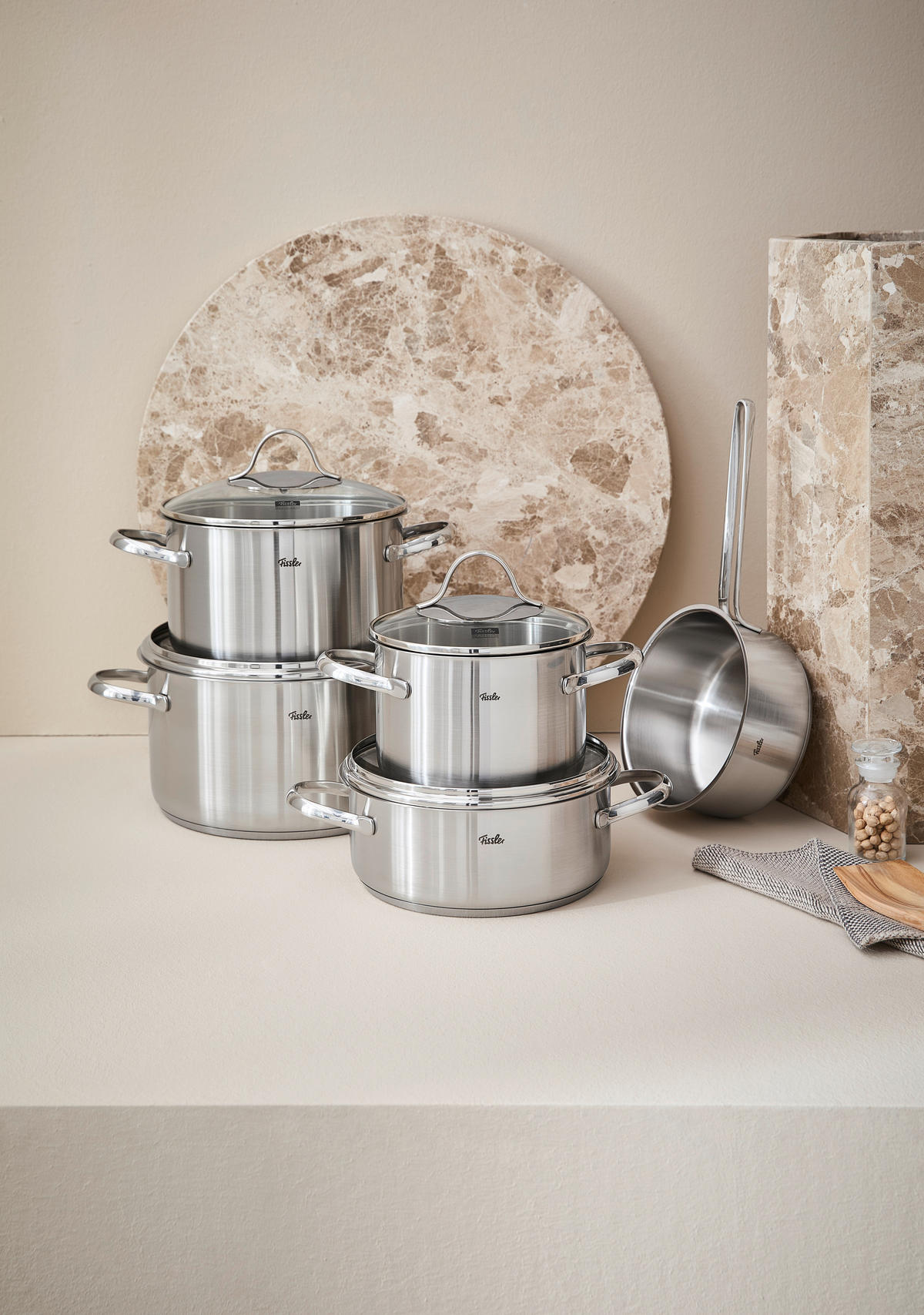 KOCHTOPFSET Paris 5-teilig  - Klar/Silberfarben, Basics, Glas/Metall - Fissler
