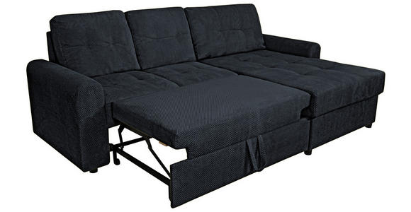 ECKSOFA in Chenille Schwarz  - Schwarz, KONVENTIONELL, Kunststoff/Textil (232/153cm) - Carryhome