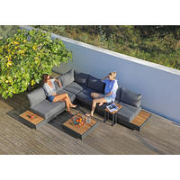 LOUNGEGARNITUR 6-teilig  - Anthrazit/Teakfarben, Modern, Holz/Textil (309/309cm)