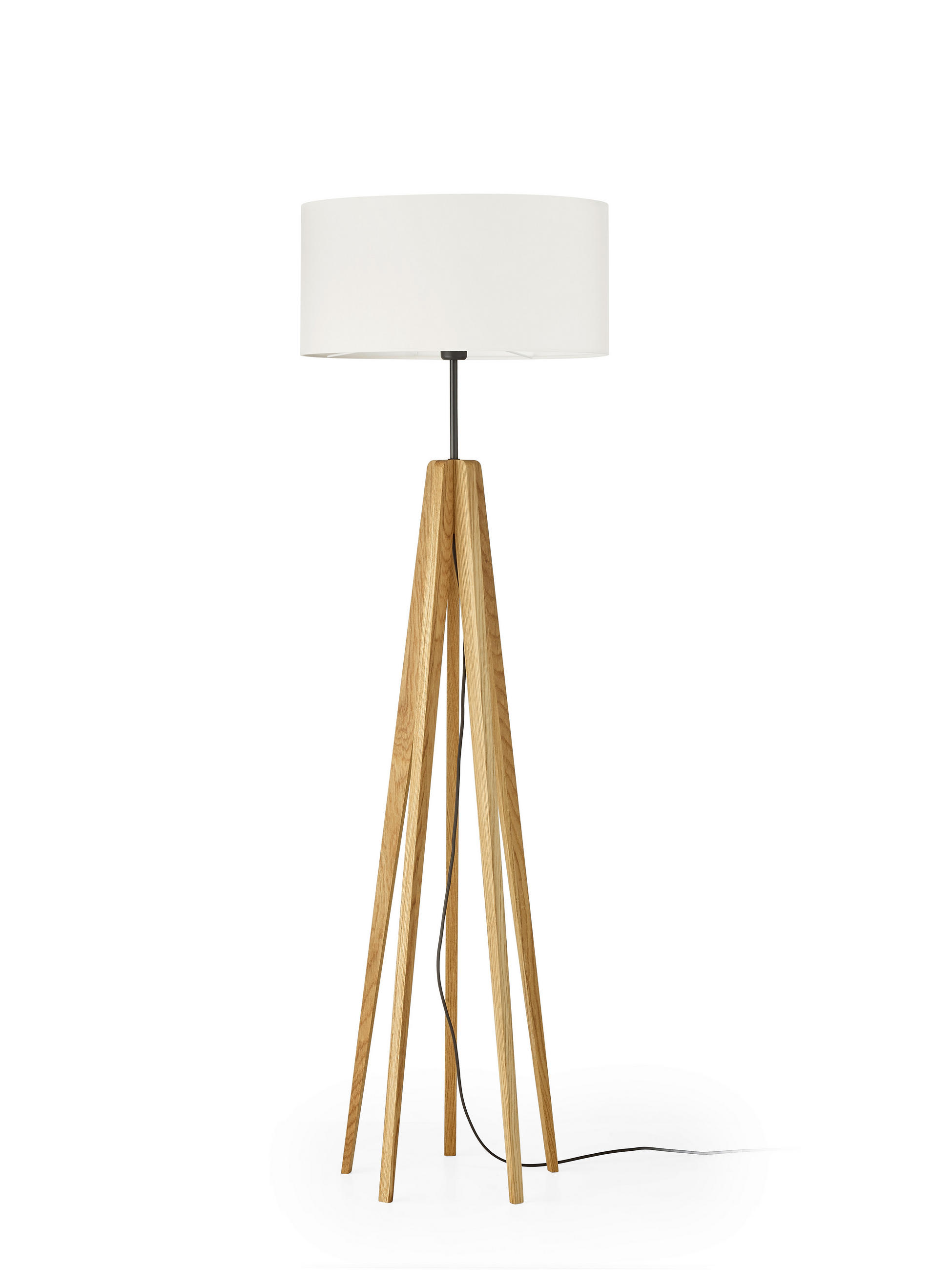 STEHLEUCHTE 50/160 cm    - Silberfarben/Weiß, Natur, Naturmaterialien/Holz (50/160cm) - Herzblut