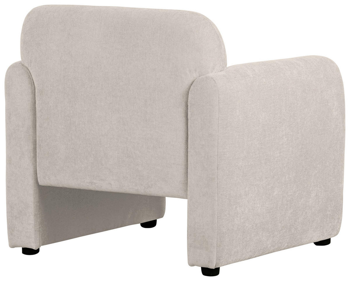 SESSEL in Samt Creme  - Creme/Schwarz, Design, Kunststoff/Textil (83/83/76cm) - MID.YOU