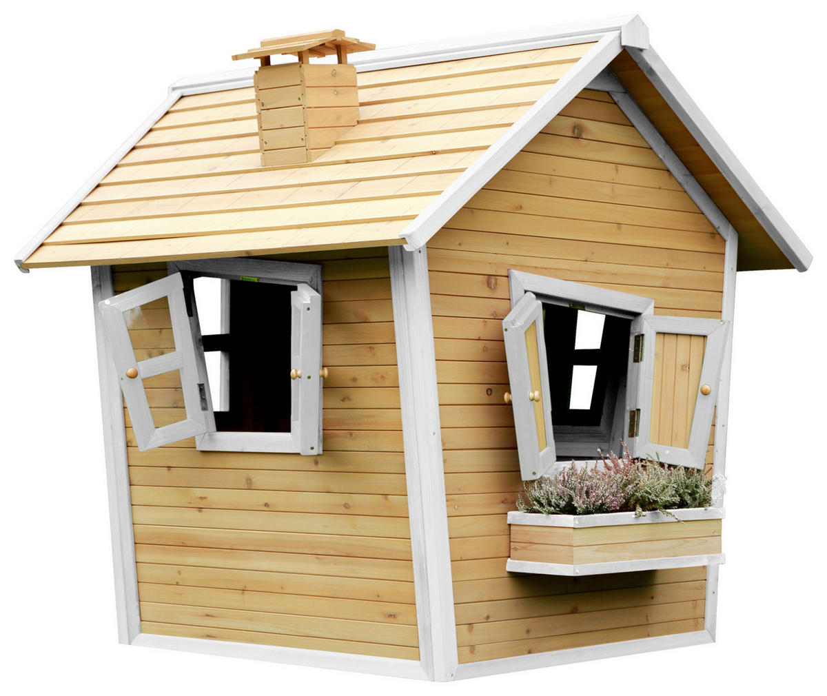 SPIELHAUS 144/146/157 cm  - Braun/Weiß, KONVENTIONELL, Holz (144/146/157cm) - Ambia Garden