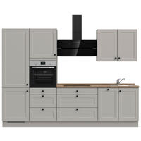 KÜCHENBLOCK 300 cm   in Grau, Eiche dunkel  - Eiche dunkel/Schwarz, MODERN, Holzwerkstoff/Metall (300cm) - Nobilia