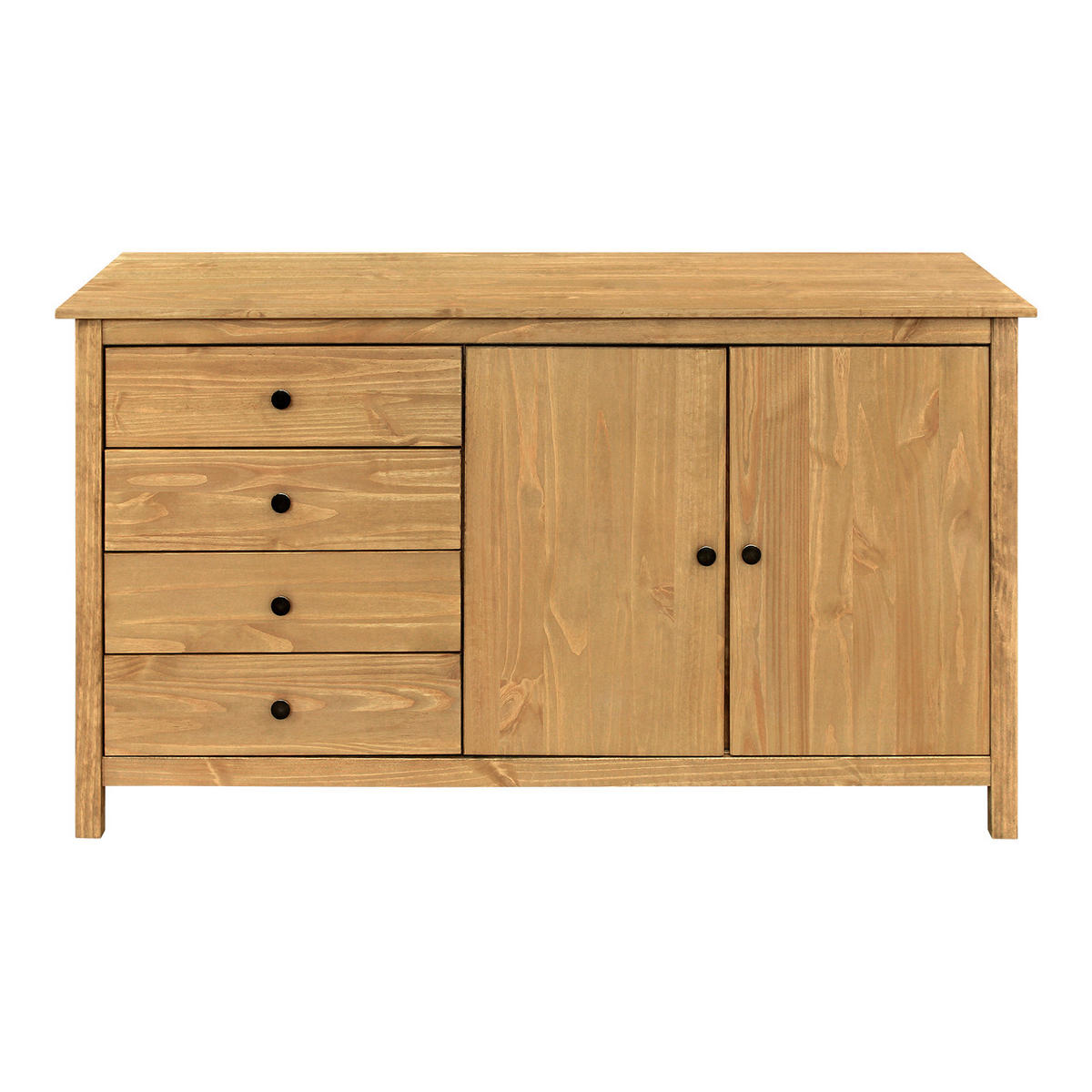 KOMMODE , 150/80/40 cm, 4 Schublade(n)  - Messingfarben/Naturfarben, Basics, Holz/Metall (150/80/40cm) - Livetastic