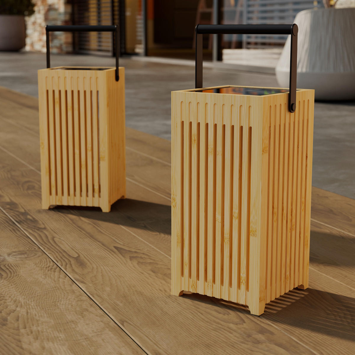 SOLARLEUCHTE - Schwarz, Design, Holz/Kunststoff (12/12/24cm) - Ambia Garden