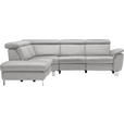 ECKSOFA in Flachgewebe, Mikrofaser Hellgrau  - Beige/Hellgrau, Design, Textil/Metall (242/271cm) - Cantus