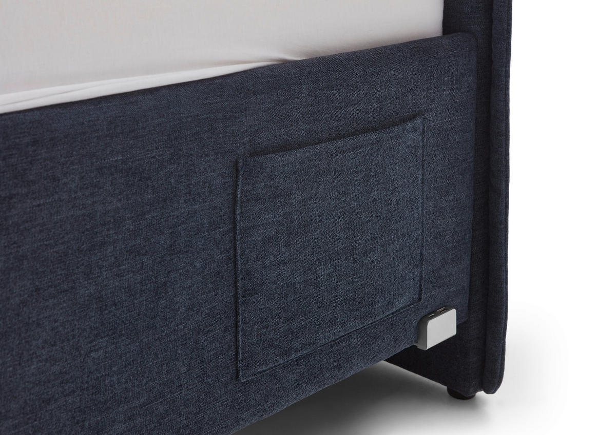 POLSTERBETT 140/200 cm  in Dunkelblau  - Eichefarben/Dunkelblau, KONVENTIONELL, Holz/Textil (140/200cm) - Stylife
