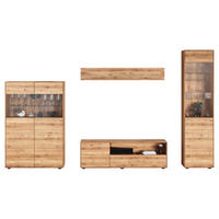 WOHNWAND 4-teilig  in Wildeiche  320/200/40 cm  - Wildeiche, KONVENTIONELL, Glas/Holz (320/200/40cm) - Linea Natura