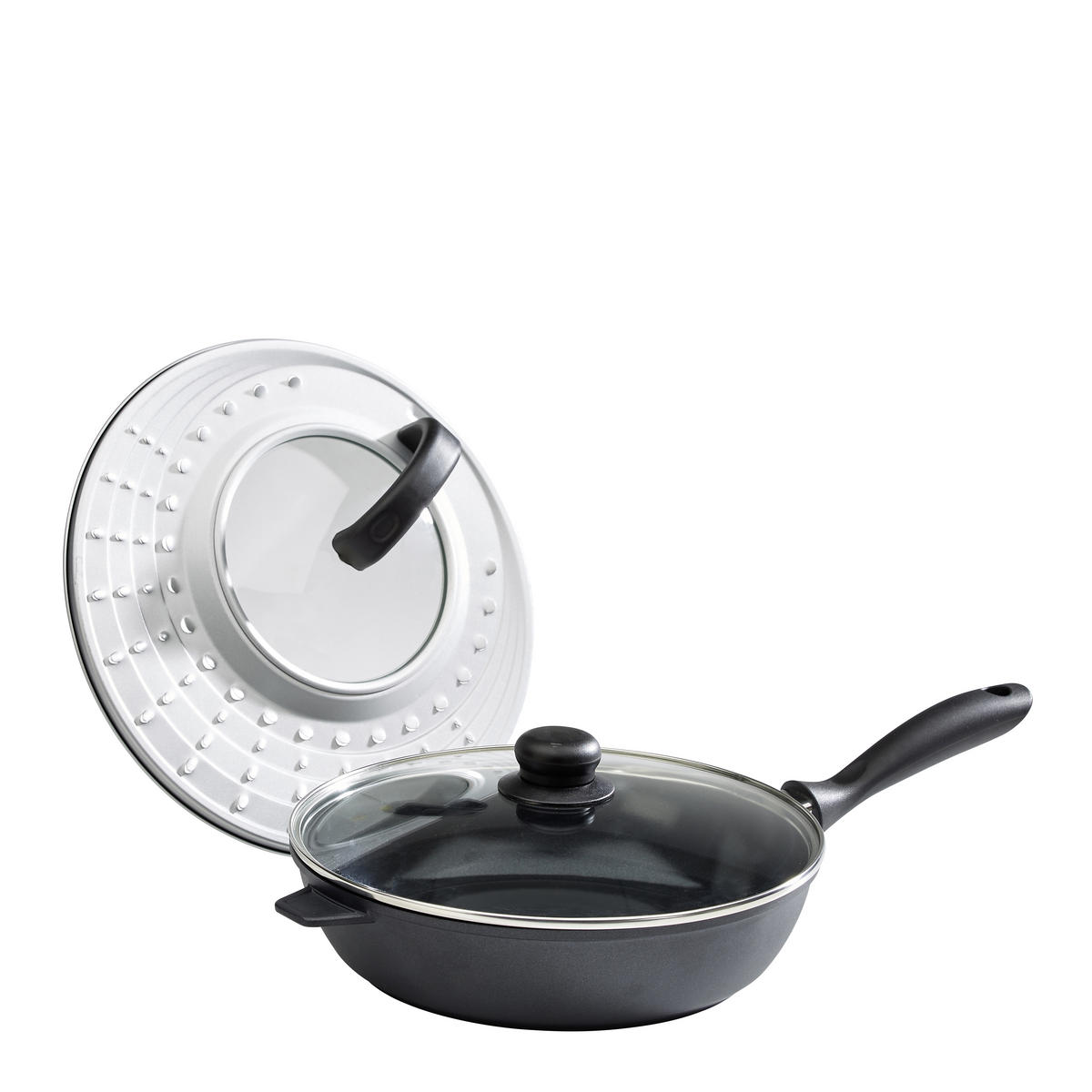 SCHMORPFANNE Keramikbeschichtung 28 cm  - Klar/Edelstahlfarben, Basics, Glas/Kunststoff (28cm) - Homeware Profession.