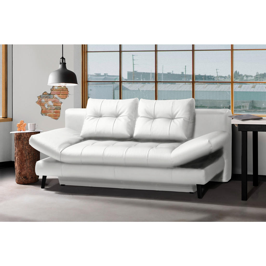 Thumbnail - Novel Schlafsofa Liane, Weiß, Leder, Echtleder, Rindleder, 2-Sitzer, 209x94x94 cm, Lederauswahl, Wohnzimmer, Sofas & Cou...