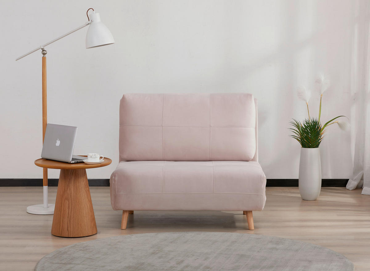 SCHLAFSESSEL Samt Rosa    - Naturfarben/Rosa, Design, Holz/Textil (100/82/91cm) - Ti'me