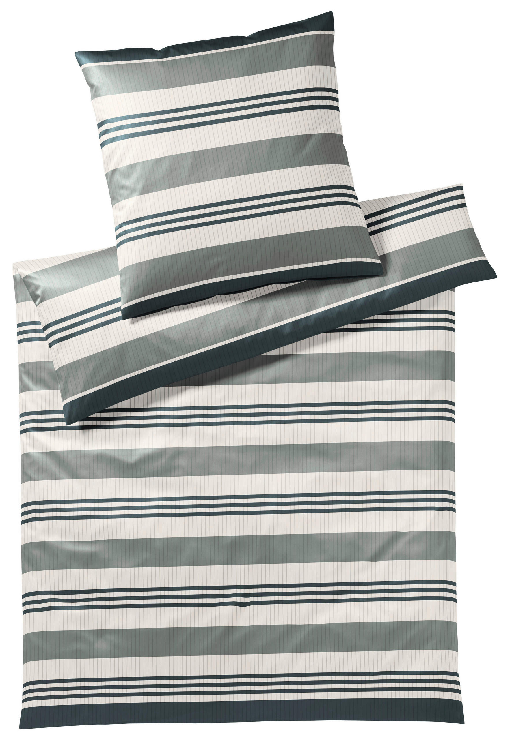 BETTWÄSCHE Covered Comfort Makosatin 200/200 cm  - Grau/Grün, Basics, Textil (200/200cm) - Yes for bed