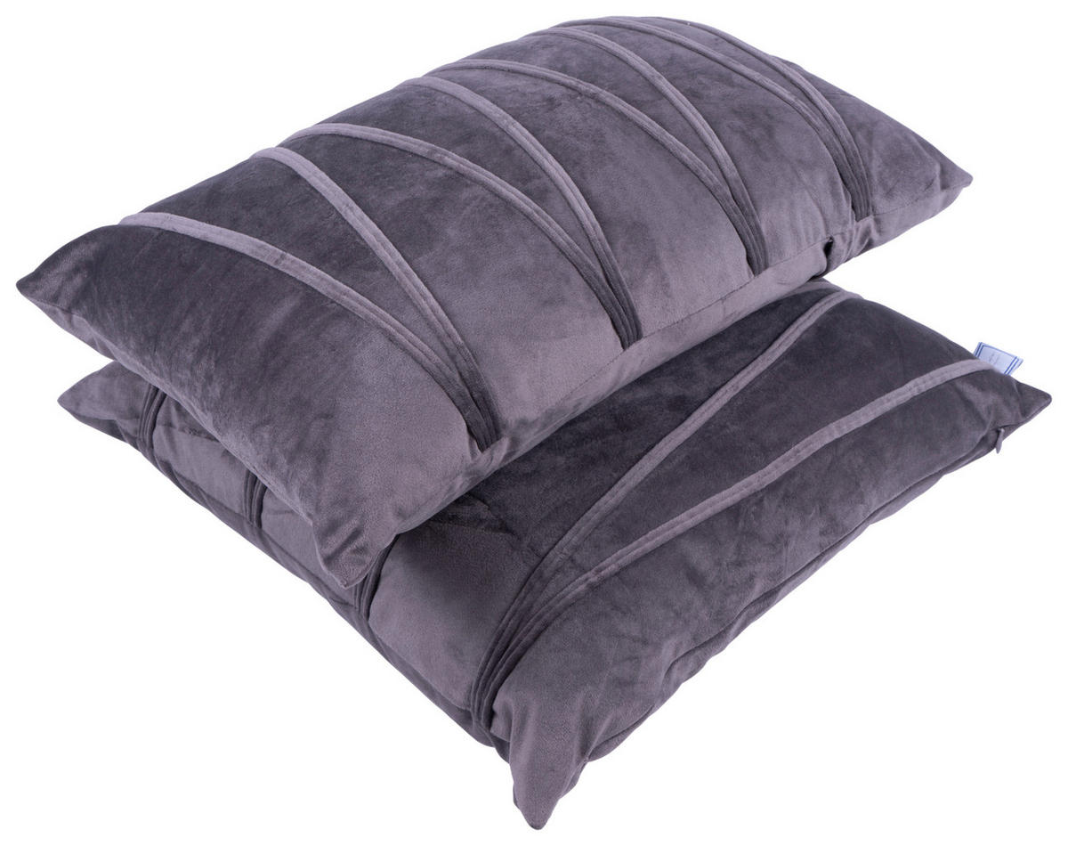 ZIERKISSENSET 2-teilig 30x45/50x45 cm  - Graphitfarben, KONVENTIONELL, Textil (30x45/50x45cm)