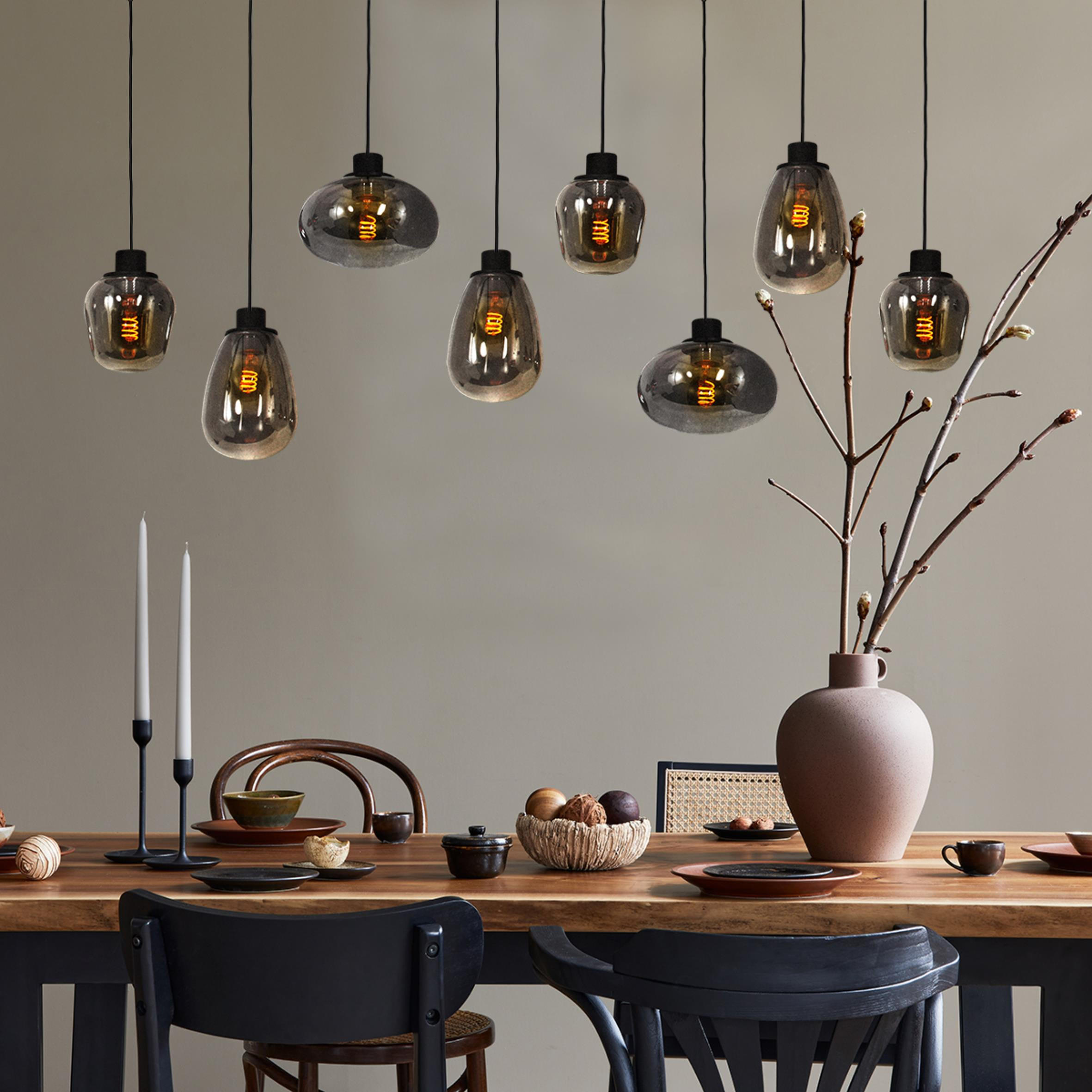 PENDELLEUCHTE 30/20-180/145 cm  - Schwarz, Trend, Glas/Metall (30/20-180/145cm)