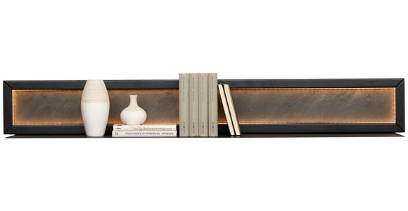 WANDBOARD  145/19,3/25 cm  - Schwarz, Natur, Metall (145/19,3/25cm) - Linea Natura