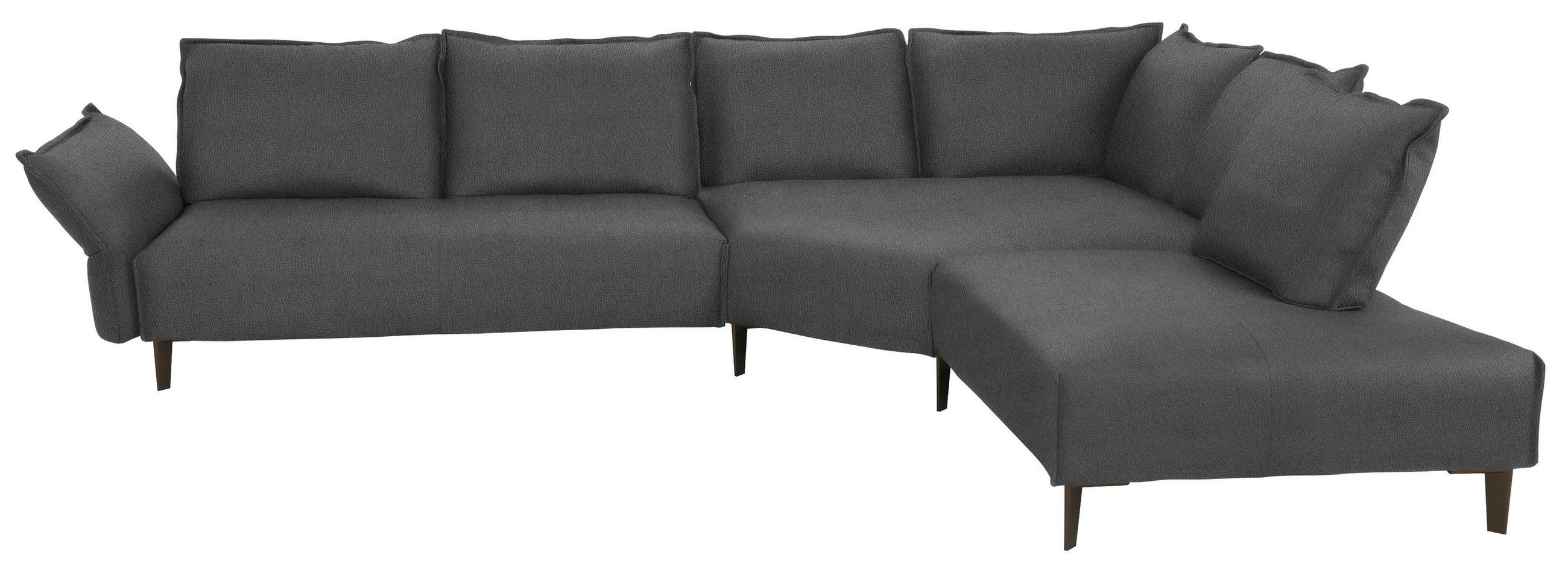 ECKSOFA in Echtleder Anthrazit  - Anthrazit/Schwarz, Design, Leder/Metall (340/272cm) - W.Schillig