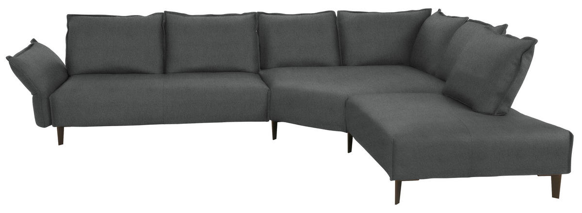 ECKSOFA in Echtleder Anthrazit  - Anthrazit/Schwarz, Design, Leder/Metall (340/272cm) - W.Schillig
