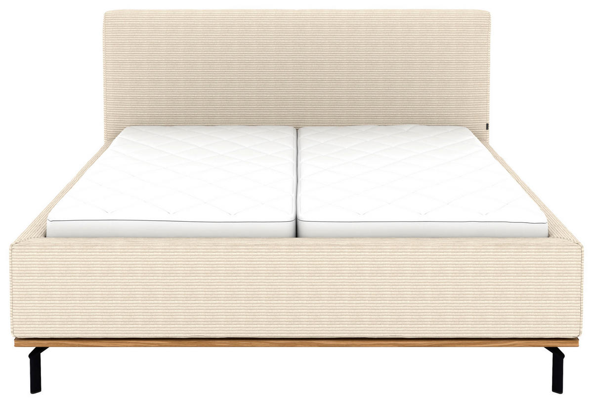 POLSTERBETT Matratze, Lattenrost, Bettkasten 180/200 cm  in Creme  - Creme/Graphitfarben, Design, Holz/Textil (180/200cm) - Musterring