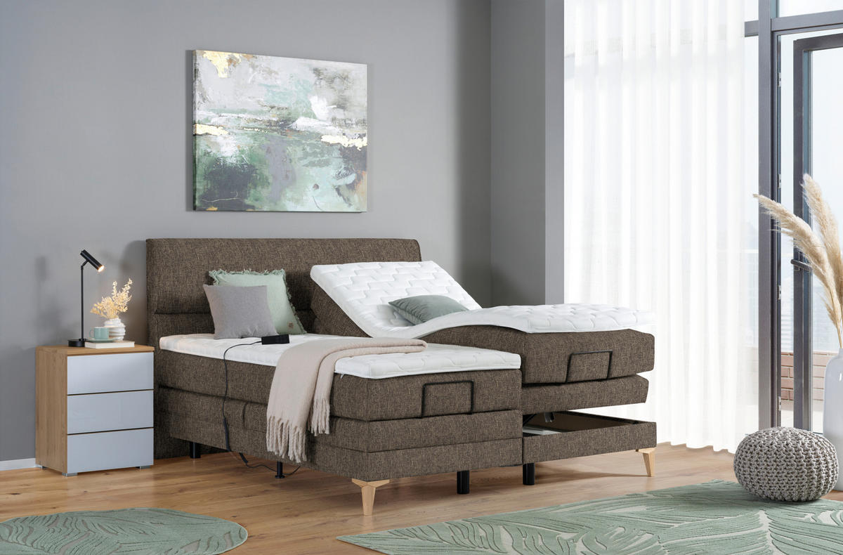 BOXSPRINGBETT 180/200 cm  in Braun  - Eichefarben/Braun, Konventionell, Holz/Textil (180/200cm) - Voleo